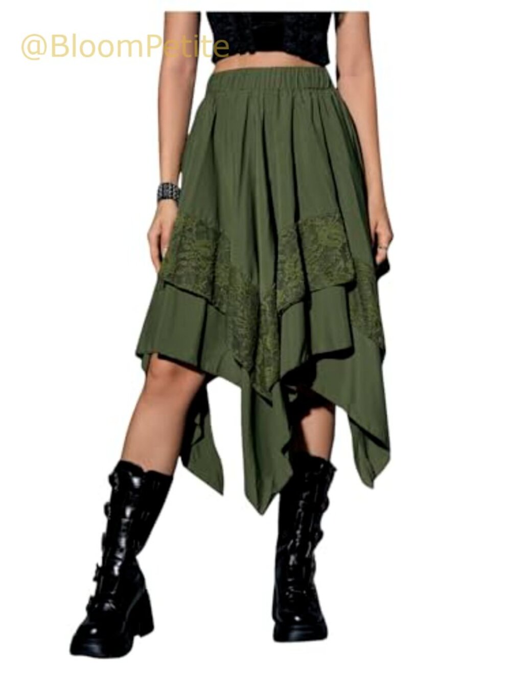 Renaissance Flowy Lace Asymmetrical High Low A-Line Midi Skirt